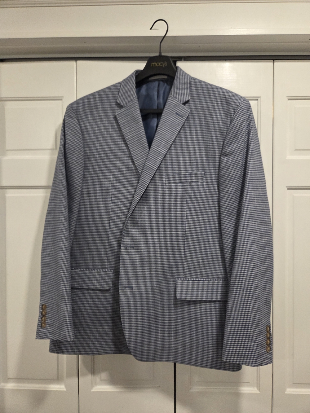 Men's Blue Micro-Check Blazer